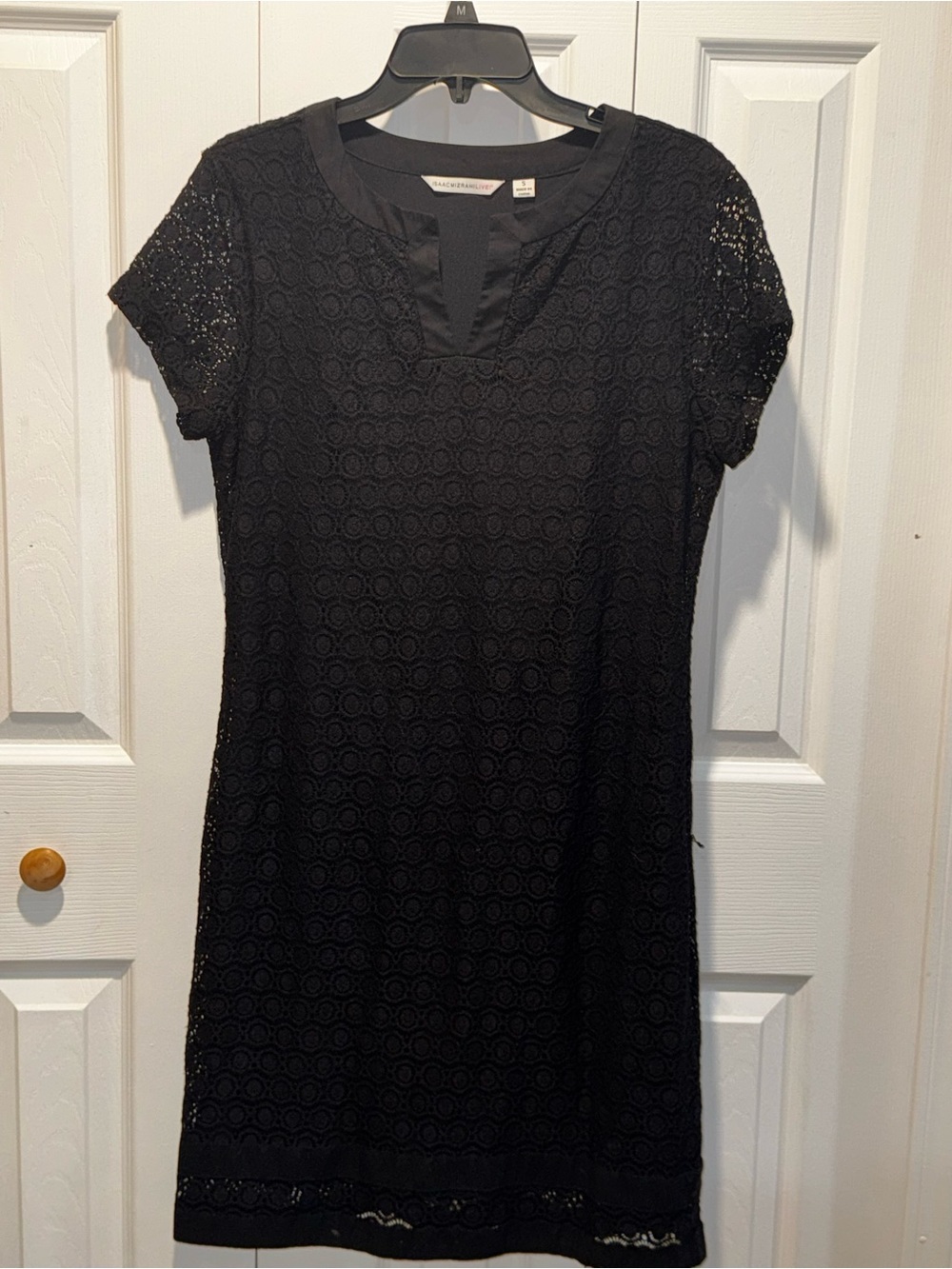 Isaac Mizrahi Black Lace Short-Sleeve Midi Dress